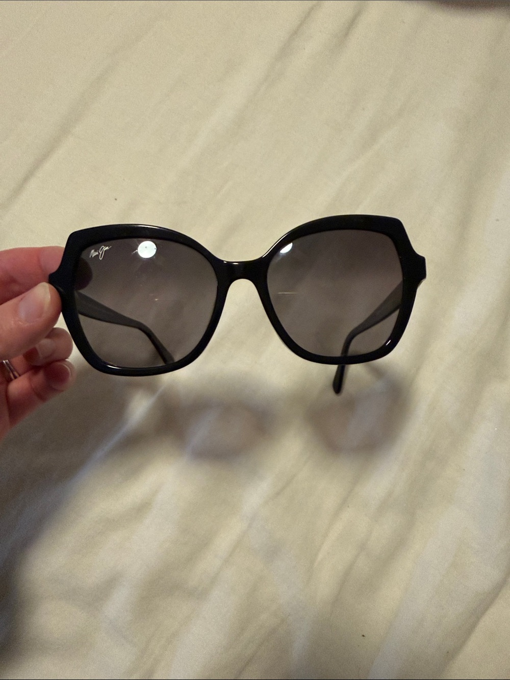 Maui Jim Black Oversized Square Women's Sunglasses with Gray Gradient Lenses